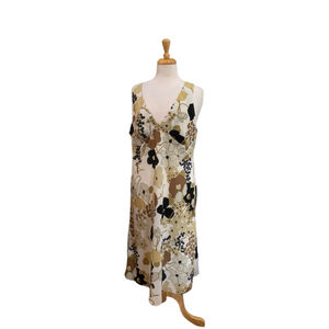 Vntg 90’s Women's Just Choon Floral Sleeveless slip Dress Juniors 17 White Brown